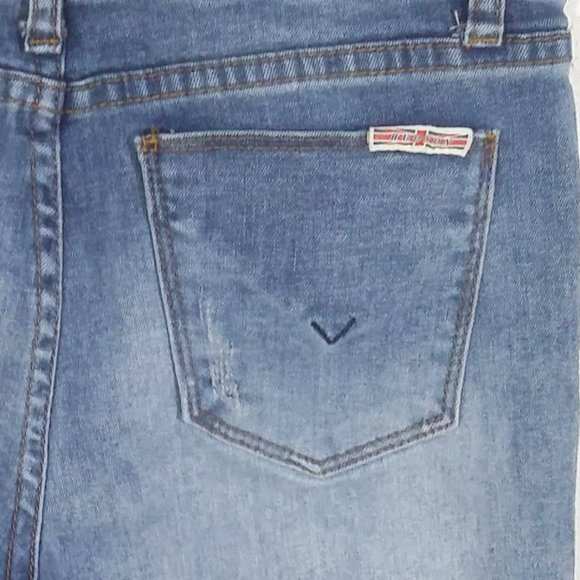 Hudson Kids Girls Distressed Crop Slim Straight Leg Boyfriend Jeans 14 Denim - Picture 10 of 13